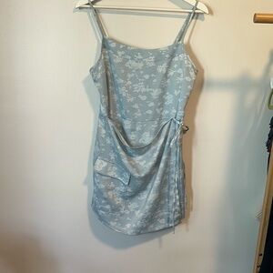 Urban Outfitters Blue Satin Wrap Romper